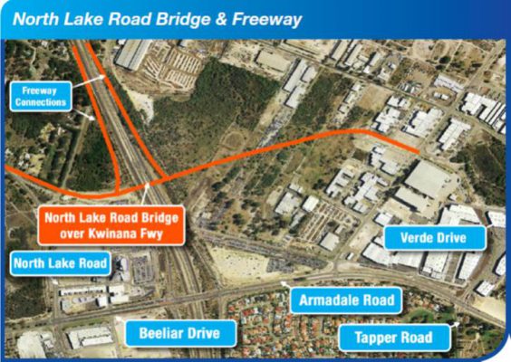 North Lake Road Bridge & Freeway Map