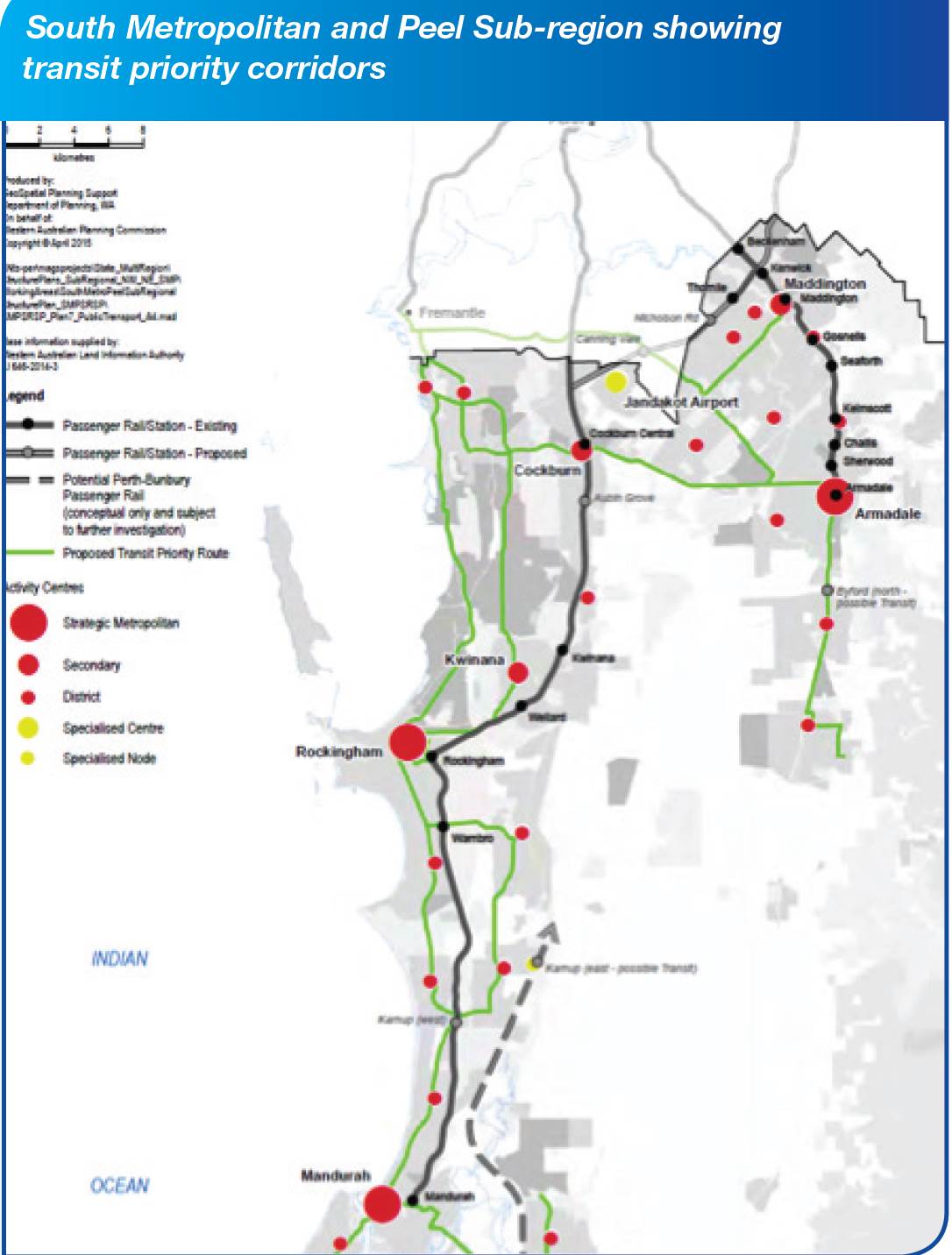 South Metro and Peel Sub-Region showing transit priority corridors